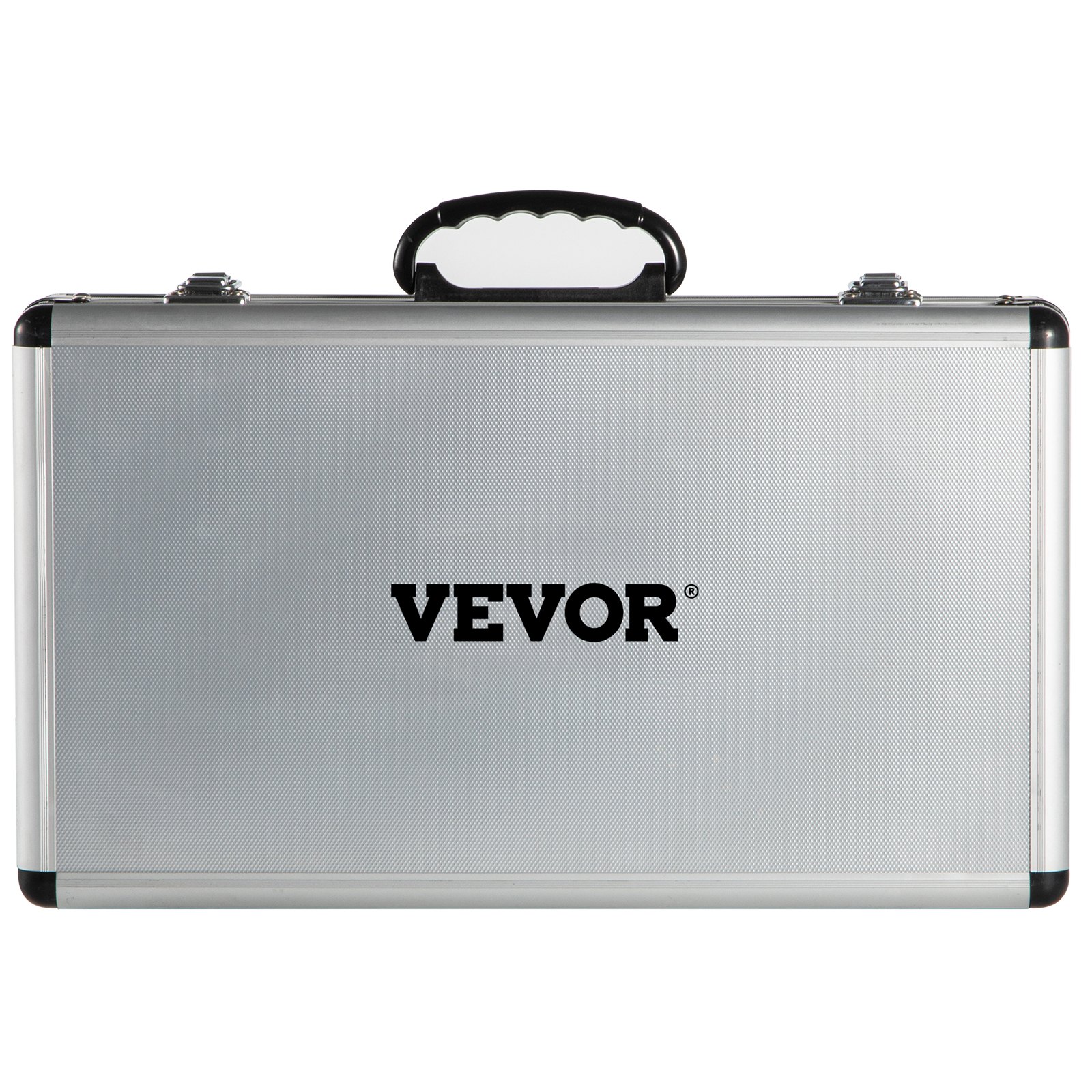 Kit de sierra de corona para hormigón VEVOR, estuche de transporte plateado con asa y logotipo negro.