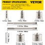 VEVOR Kit de sierra perforadora para hormigón, 1-2/11\", 1-3/5\", 2-9/16\", 3-5/32\", 3-15/16\" Juego de brocas SDS Plus & Cortador de agujeros para pared con vástago SDS MAX con biela de 4-1/3\"
