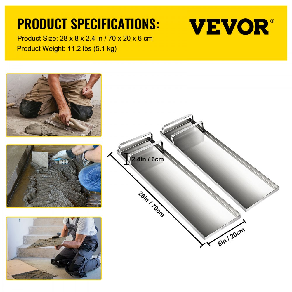 VEVOR Placas de Rodilla Deslizadores de Hormigón Pierna Protección 70 x 20 cm