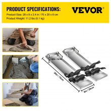 VEVOR Rodilleras de hormigón rodilleras deslizantes de 30" x 8" rodilleras de acero inoxidable deslizadores de hormigón con correas de tablero de hormigón para acabado de cemento y hormigón