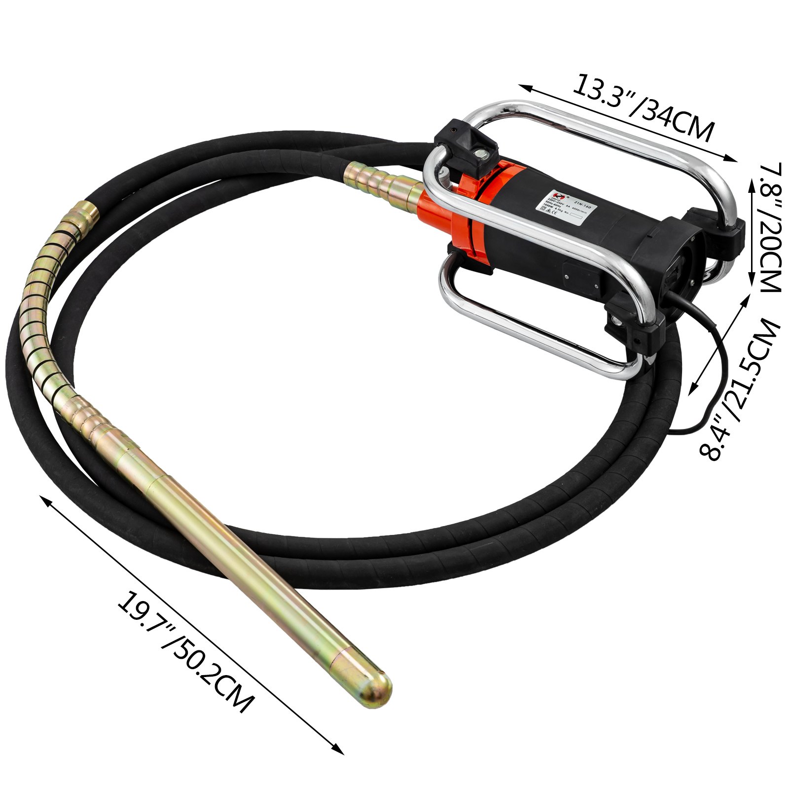 Agitador De Hormigón 1600w Vibrador De Hormigon Eléctrico 5600rpm Con Aguja 6m