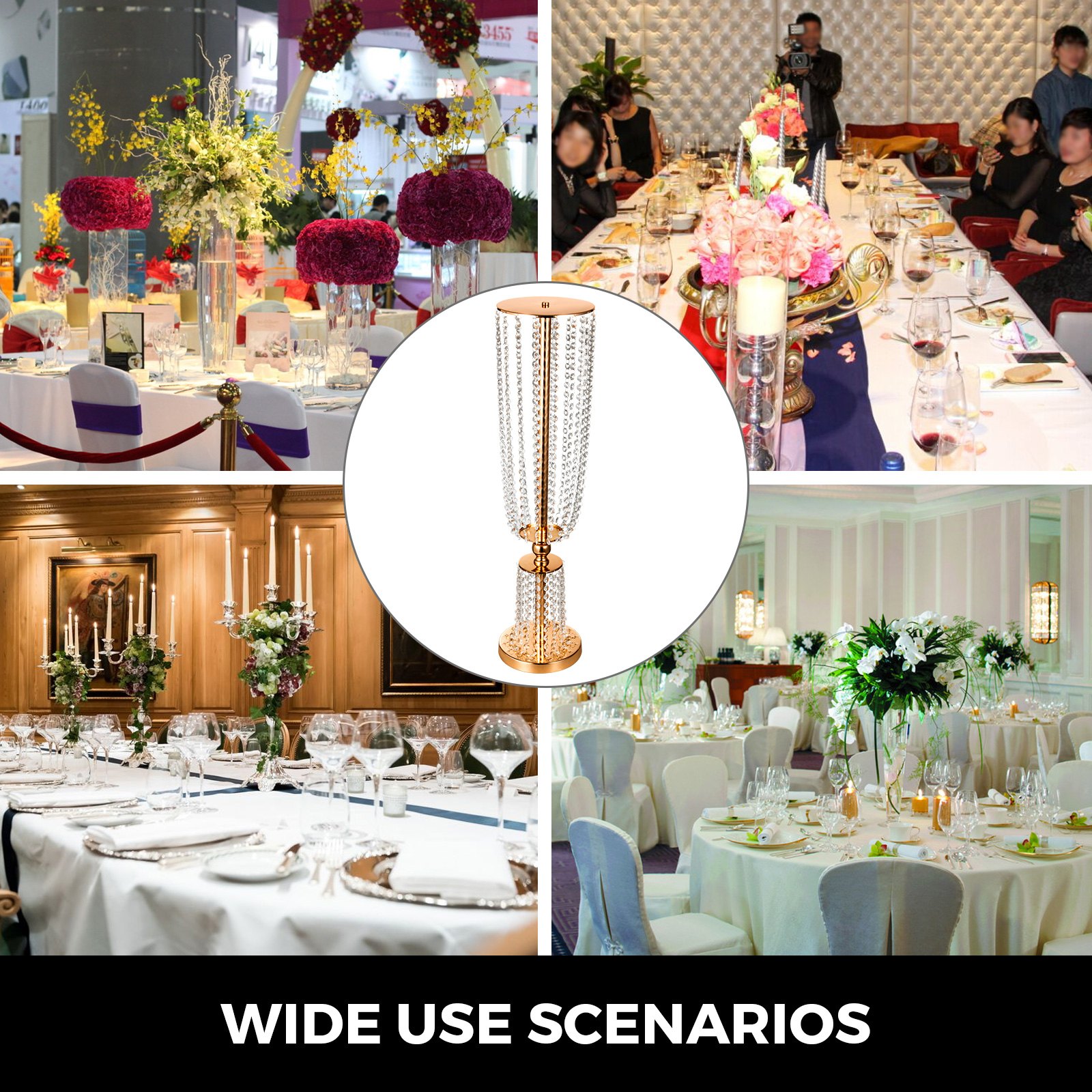 Florero Trompeta Floreros Dorado De 31.5" Para Boda Evento Fiestas 2 Piezas