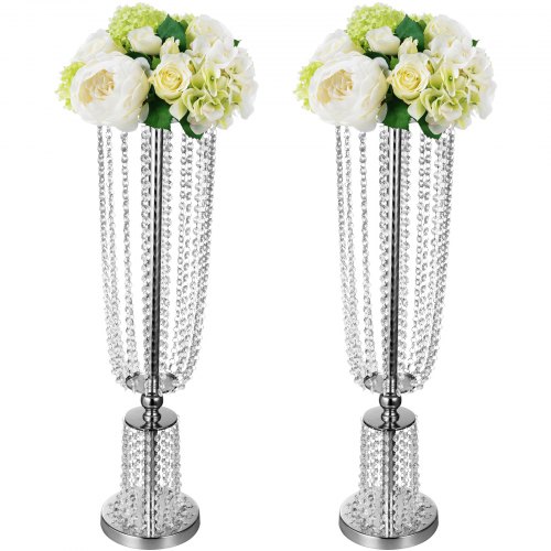 Florero Trompeta Floreros Centro De Mesa 31.5" Para Boda Eventos Fiestas Plata