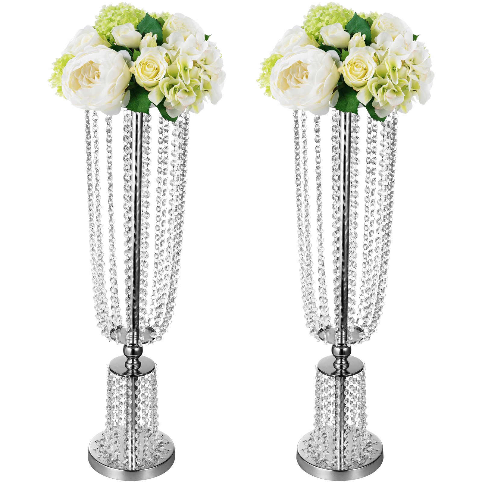 Florero Trompeta Floreros Centro De Mesa 31.5" Para Boda Eventos Fiestas Plata