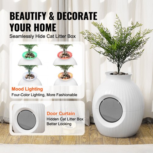 75L Caja De Arena Para Gatos Autolimpiante Con Sensor De Control De Aplicación Para Eliminación De Olores Gris | US