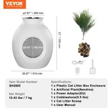 VEVOR Caja de Arena para Gatos con Plantas Artificiales Caja de Arena Sin Olor