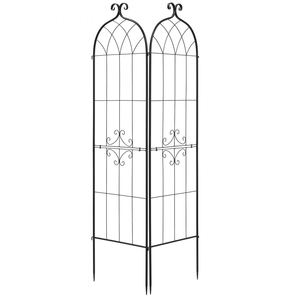 VEVOR Enrejado Metálico para Jardín, 180 x 52,5 cm, Celosías de Jardín, Paquete de 2 Piezas, Soporte para Plantas Trepadoras, con Estacas, Decoración de Diseño Elegante, para Verduras Flores, Negro