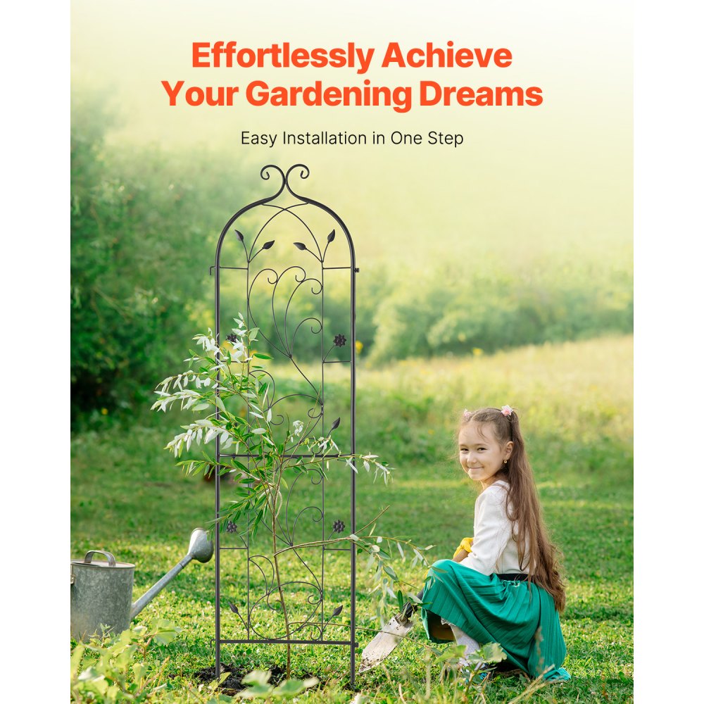 VEVOR Climbing Aid, 38x152 cm, Set of 2, Rustproof Metal Trellis for Garden Flowers, Climbing Frame, Plant Support for Roses, Cucumber Support, Decorative Clematis Trellis for Courtyards and Lawns