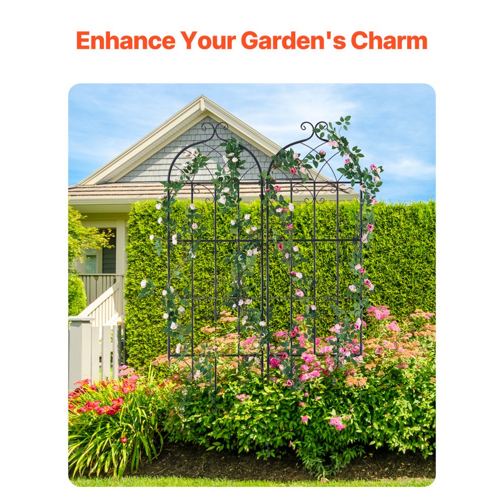 VEVOR Enrejado de Metal para Plantas Trepadoras 51 x 180 cm Soporte para Rosas Trepadoras 2 Piezas Arco para Enredaderas Soporte para Pepinos Decorativo para Clemátides para Patio, Césped, Jardín