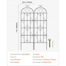 VEVOR Enrejado de Metal para Plantas Trepadoras 2 Piezas 51x180 cm para Jardín