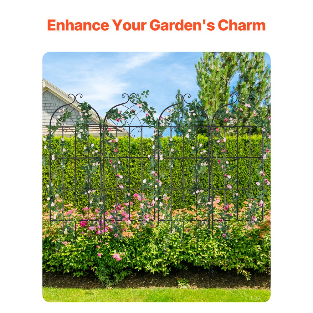 VEVOR Enrejado de Metal para Plantas Trepadoras 51 x 180 cm Soporte para Rosas Trepadoras 4 Piezas Arco para Enredaderas Soporte para Pepinos Decorativo para Clemátides para Patio, Césped, Jardín