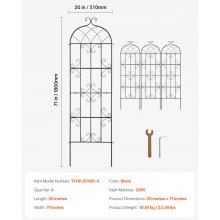 VEVOR Enrejado de Metal para Plantas Trepadoras 4 Piezas 51x180 cm para Jardín