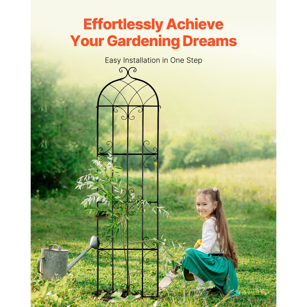 VEVOR Enrejado de Metal para Plantas Trepadoras 51 x 220 cm Soporte para Rosas Trepadoras 4 Piezas Arco para Enredaderas Soporte para Pepinos Decorativo para Clemátides para Patio, Césped, Jardín