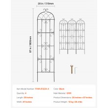 VEVOR Enrejado de Metal para Plantas Trepadoras 4 Piezas 51x220 cm para Jardín