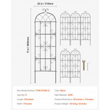 VEVOR Enrejado de Metal para Plantas Trepadoras 6 Piezas 51x180 cm para Jardín