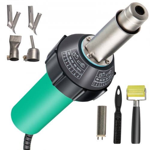 VEVOR Kit de Soldadura de Aire Caliente de Plástico 1600W 50Hz Pistola de Calor de Soldadura de Vinilo 6 Piezas 40-600 °C Pistola de Aire Caliente PVC Cable 3m con 4 Boquillas Reemplazadas para Pisos