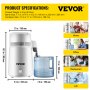VEVOR Pure Water Distiller 4L Stainless Steel Inner Water Distillation 750W Water Purifier Filter Water Distillers Machine with Collection Bottle for Offices Homes