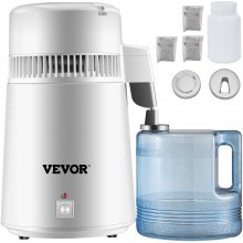 VEVOR Destilador de Agua 4L Filtro de Destilación de Agua con Recipiente de Plástico 750W, Destilación Filtro Purificador 1L/H