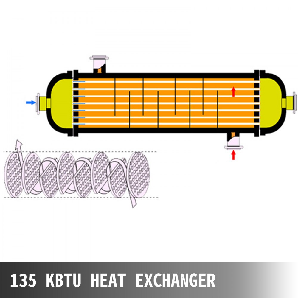 Intercambiador De Calor De Piscina Para Carcasa De Tubo 135 Kbtu/h Inoxidable