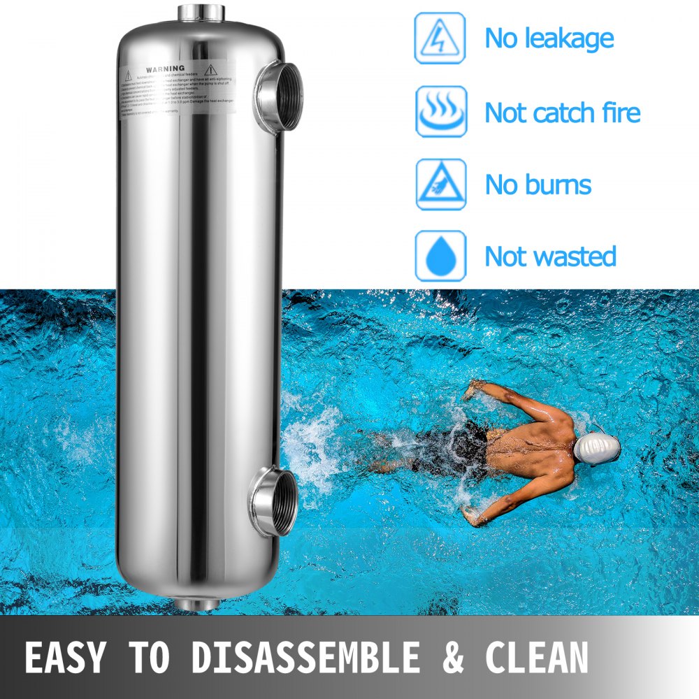 Intercambiador De Calor De Piscina 200 Kbtu / H Acero Inoxidable
