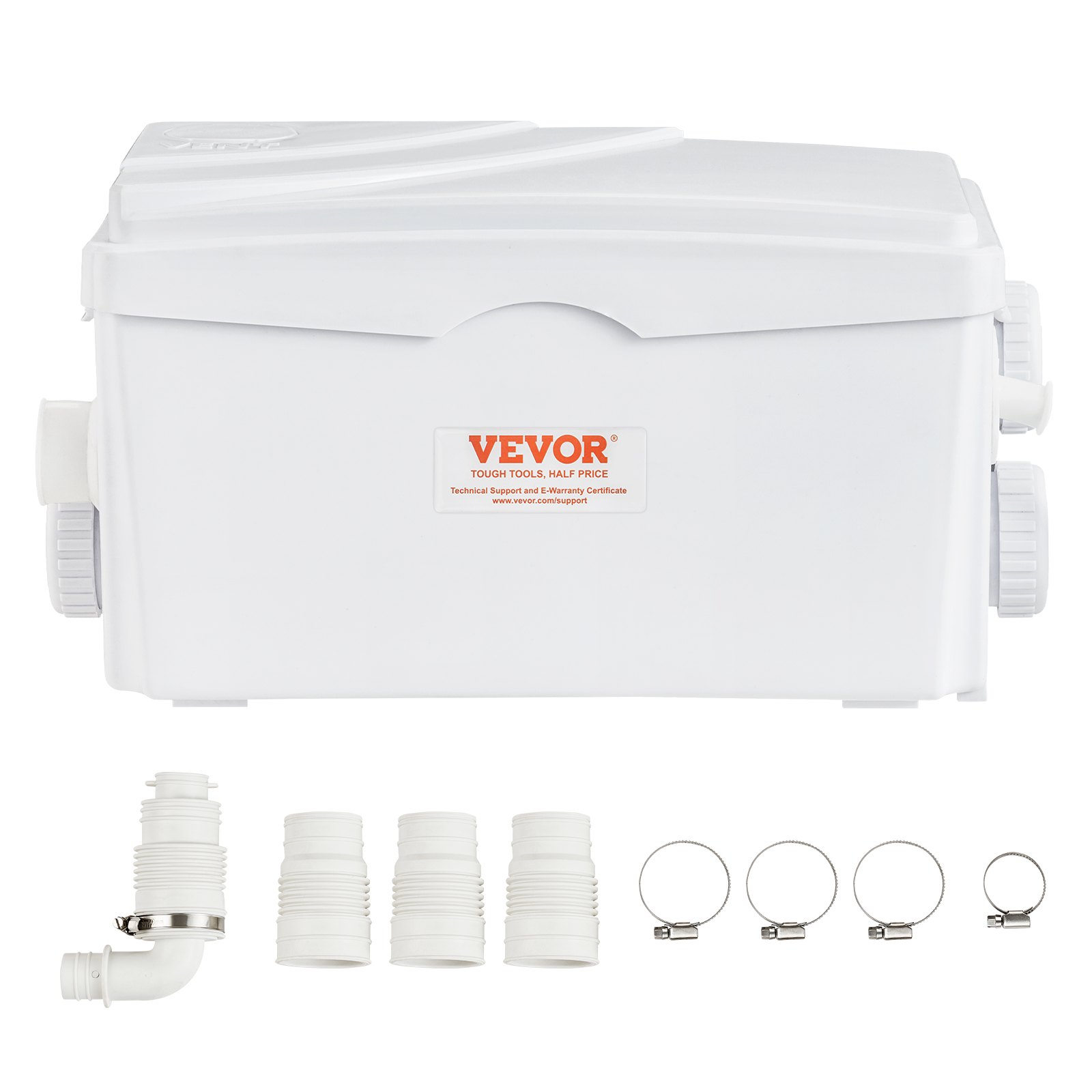 VEVOR Bomba Maceradora, 350 W, Flujo de 6000 L/h, Cabezal 7 m, Bomba Maceradora para Eliminación de Aguas Residuales con 3 Entradas de Agua para Sótano, Cocina, Fregadero, Ducha, Bañera