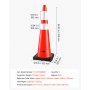 VEVOR Cono de Seguridad de PVC 915 mm Paquete de 8 Piezas Cono de Tráfico, Multiusos para Control de Multitudes, Emergencia, Construcción, Estacionamiento, Alta Visibilidad, Apilable, Reflectante
