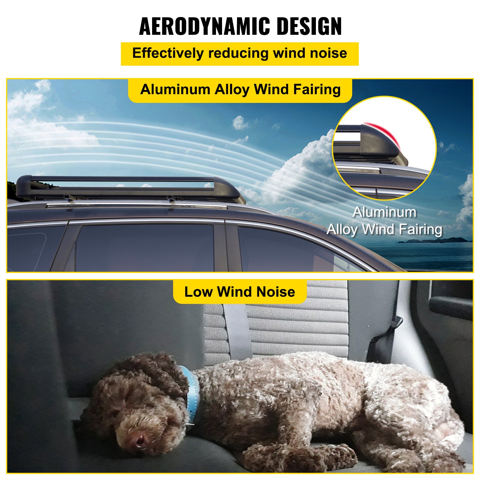VEVOR Barra Techo Portaequipaje para Coche 130cmx100cm 100kg Auto Universal Aluminio