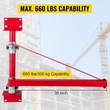 VEVOR Brazo de Soporte del Polipasto, Max. Carga a 750 mm: 300 kg, Carga a 1.150 mm: 200 kg, Soporte de Brazo de Grúa Eléctrico, 103 x 140 x 180 mm, Brazo Oscilante del Polipasto, Rango de Giro: 180 °