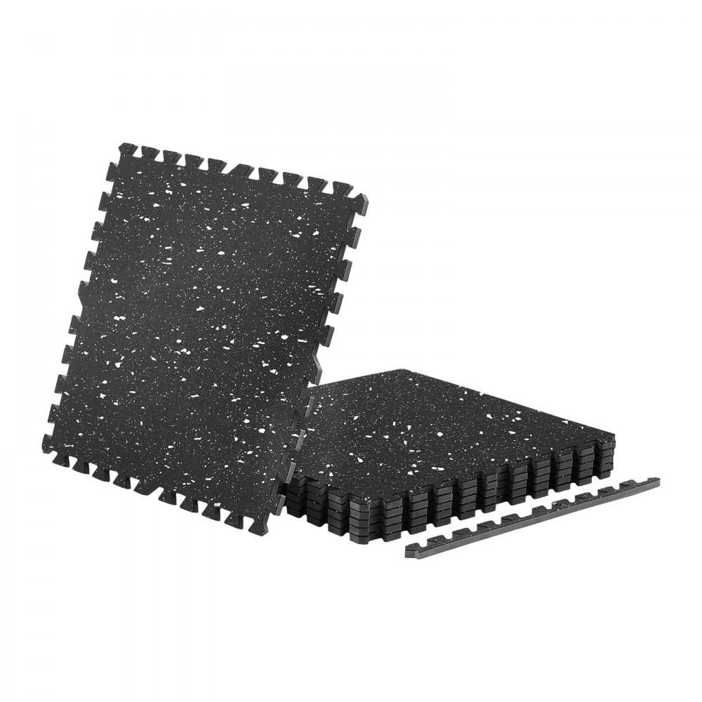 VEVOR Esterilla Puzzle 12 Piezas de 610 x 610 x 14 mm, Suelo Gimnasio de Goma EVA, Colchoneta de Ejercicios Alta Densidad con Puntos Blancos Antideslizante Antiruido Antigolpe para Casa, Equipo Pesado