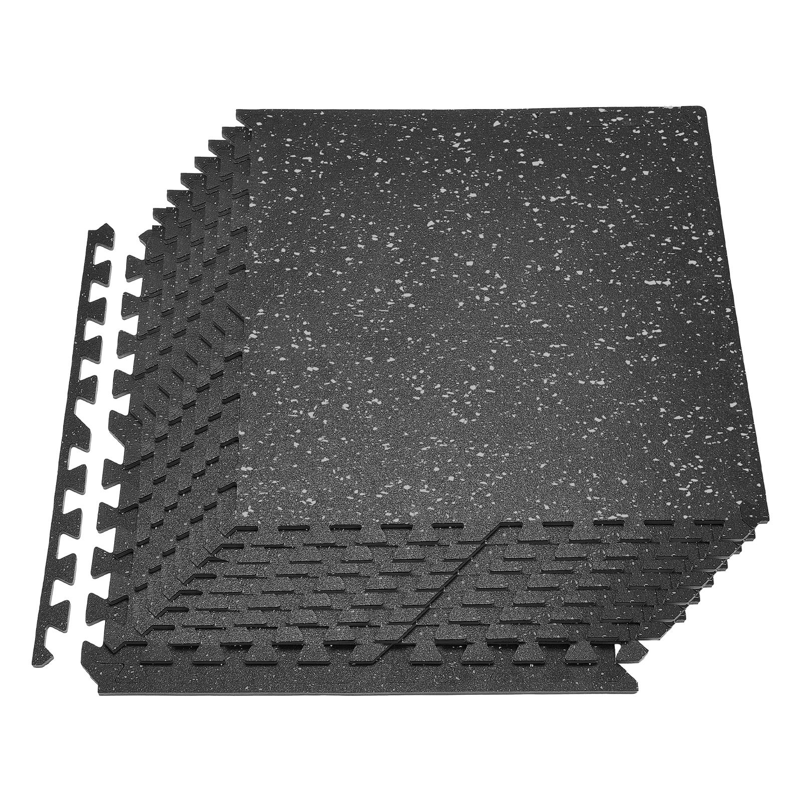 VEVOR Esterilla Puzzle 12 Piezas de 610 x 610 x 100 mm, Suelo Gimnasio de Goma EVA, Colchoneta de Ejercicios Alta Densidad con Puntos Grises Antiruido Antigolpe Antideslizante para Equipo Pesado, Casa