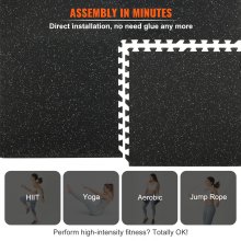 VEVOR Alfombrillas de Goma Entrelazadas para Pisos de Fitness 6 PCS 24" x 24"