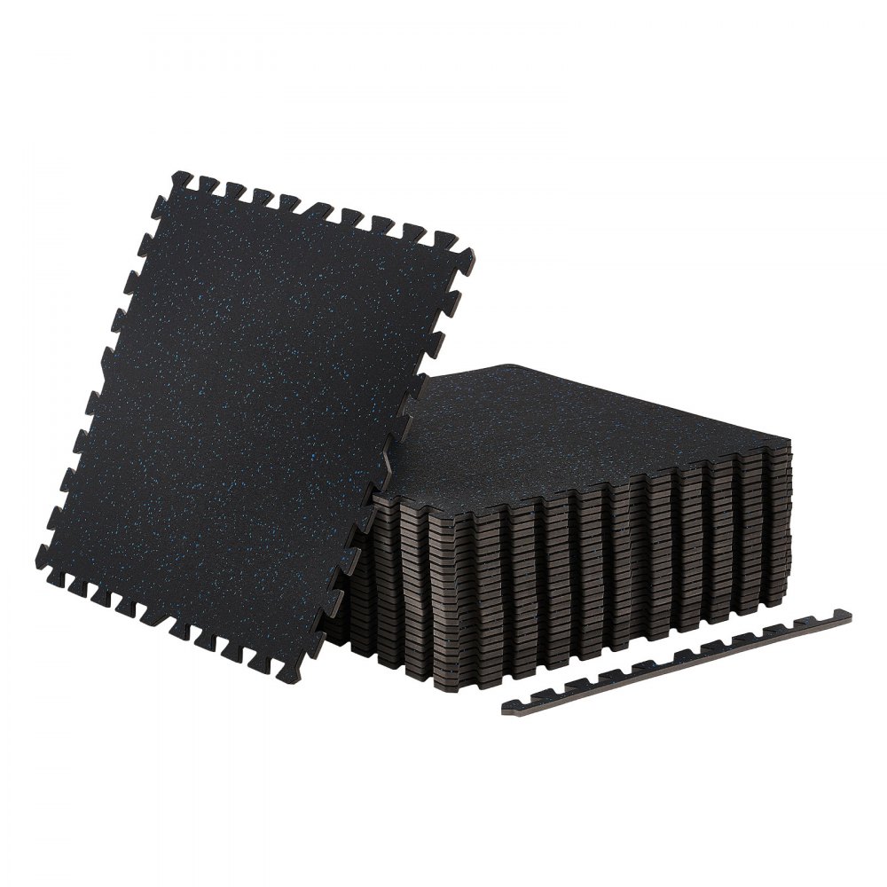 VEVOR Esterilla Puzzle 24 Piezas de 610 x 610 x 10 mm, Suelo Gimnasio de Goma EVA Alta Densidad, Colchoneta de Ejercicios con Puntos Azules Antiruido Antideslizante Antigolpe para Equipo Pesado, Casa
