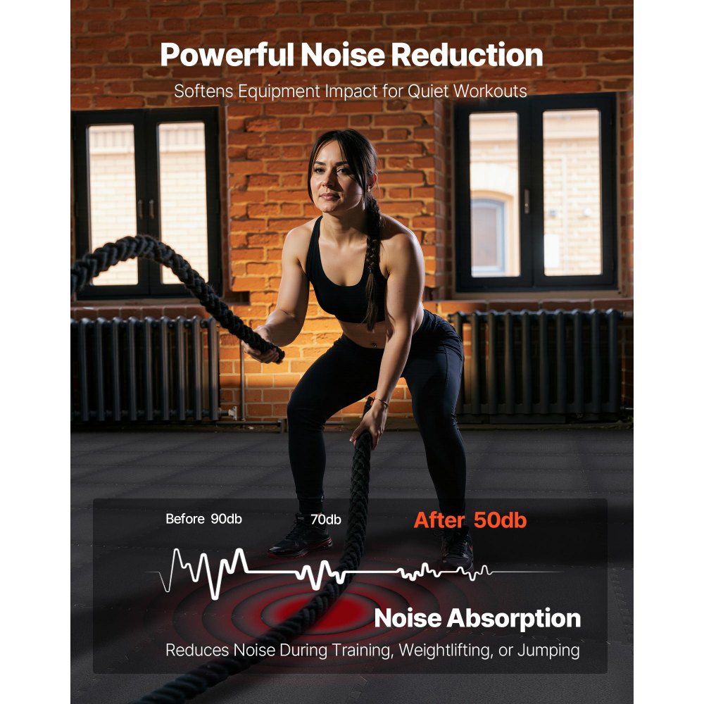 VEVOR Esterilla Puzzle 12 Piezas de 610 x 610 x 14 mm, Suelo Gimnasio de Goma EVA, Colchoneta de Ejercicios Alta Densidad Color Negro Antideslizante Antiruido Antigolpe para Casa Oficina Equipo Pesado