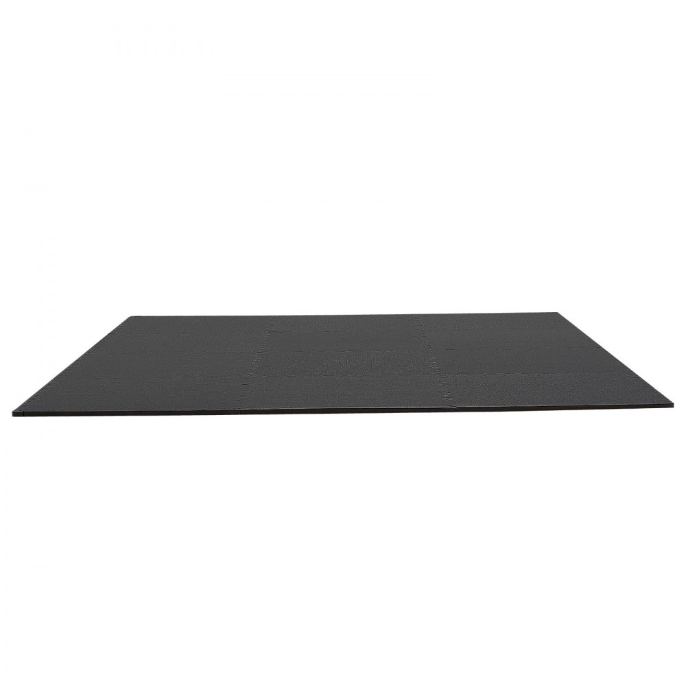 VEVOR Esterilla Puzzle 12 Piezas de 610 x 610 x 14 mm, Suelo Gimnasio de Goma EVA, Colchoneta de Ejercicios Alta Densidad Color Negro Antideslizante Antiruido Antigolpe para Casa Oficina Equipo Pesado
