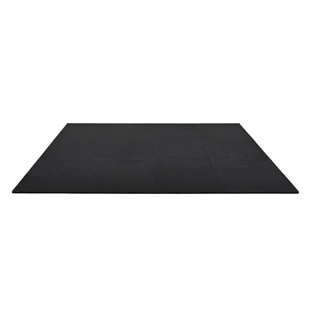 VEVOR Esterilla Puzzle 24 Piezas de 610 x 610 x 14 mm, Suelo Gimnasio de Goma EVA Alta Densidad, Colchoneta de Ejercicios Color Negro Antiruido Antideslizante Antigolpe para Equipo Pesado Casa Oficina