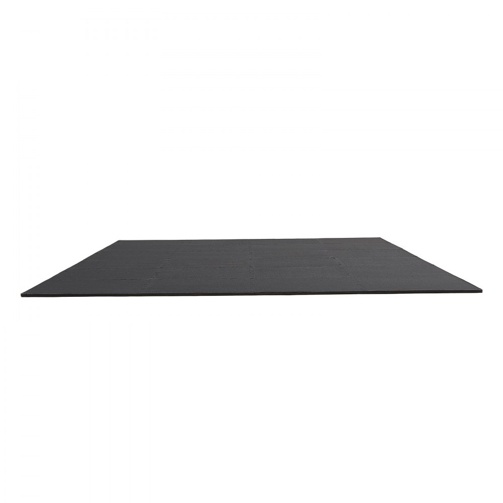 VEVOR Esterilla Puzzle 24 Piezas de 610 x 610 x 14 mm, Suelo Gimnasio de Goma EVA Alta Densidad, Colchoneta de Ejercicios Color Negro Antiruido Antideslizante Antigolpe para Equipo Pesado Casa Oficina