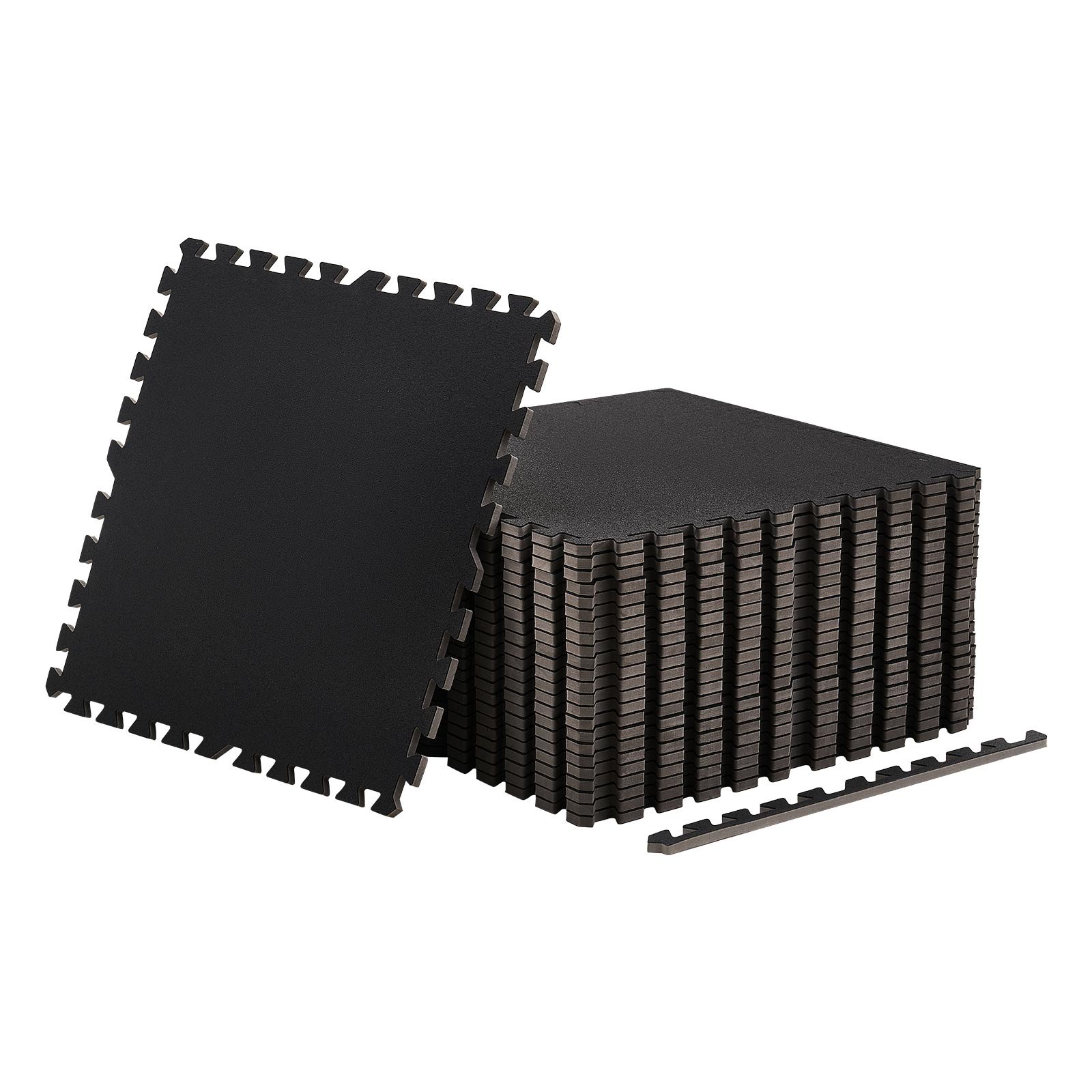 VEVOR Esterilla Puzzle 24 Piezas de 610 x 610 x 14 mm, Suelo Gimnasio de Goma EVA Alta Densidad, Colchoneta de Ejercicios Color Negro Antiruido Antideslizante Antigolpe para Equipo Pesado Casa Oficina