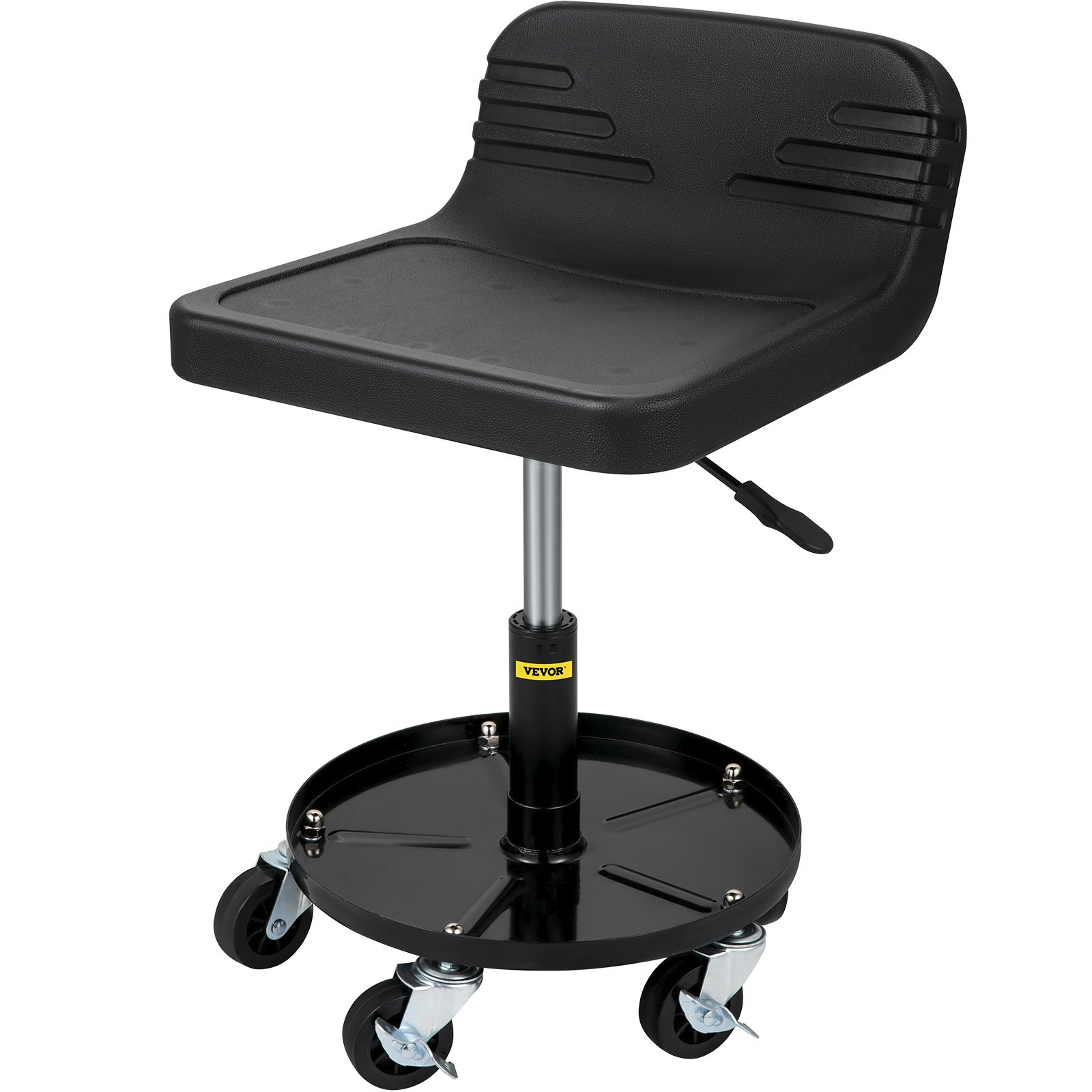 VEVOR Taburete con Ruedas para Garaje Negro Asiento con Ruedas con Herramienta 41 cm x 31 cm Taburete Giratorio de Taller Asiento de la Mecánica con el Almacenamiento Taburete de Trabajo 4,5 kg