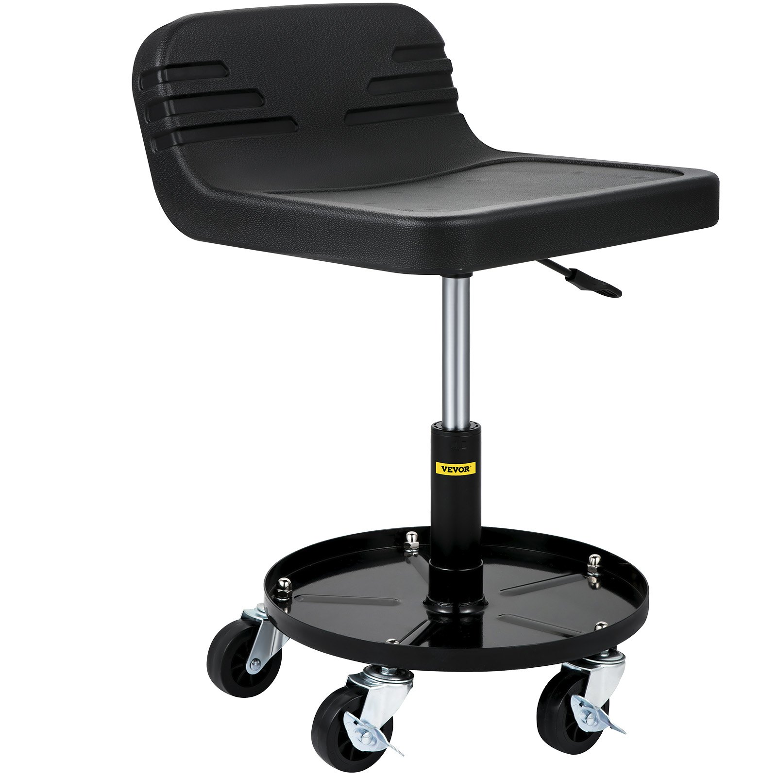 VEVOR Taburete con Ruedas para Garaje Negro Asiento con Ruedas con Herramienta 41 cm x 31 cm Taburete Giratorio de Taller Asiento de la Mecánica con el Almacenamiento Taburete de Trabajo 4,5 kg