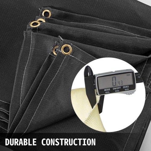 VEVOR Manta de Protección de Soldadura, 6 x 10 FT Manta de Fibra de Vidrio, 1.8m x 3.05m Manta Ignífuga Resistente Color Negro