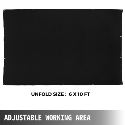 VEVOR Manta de Protección de Soldadura, 6 x 10 FT Manta de Fibra de Vidrio, 1.8m x 3.05m Manta Ignífuga Resistente Color Negro