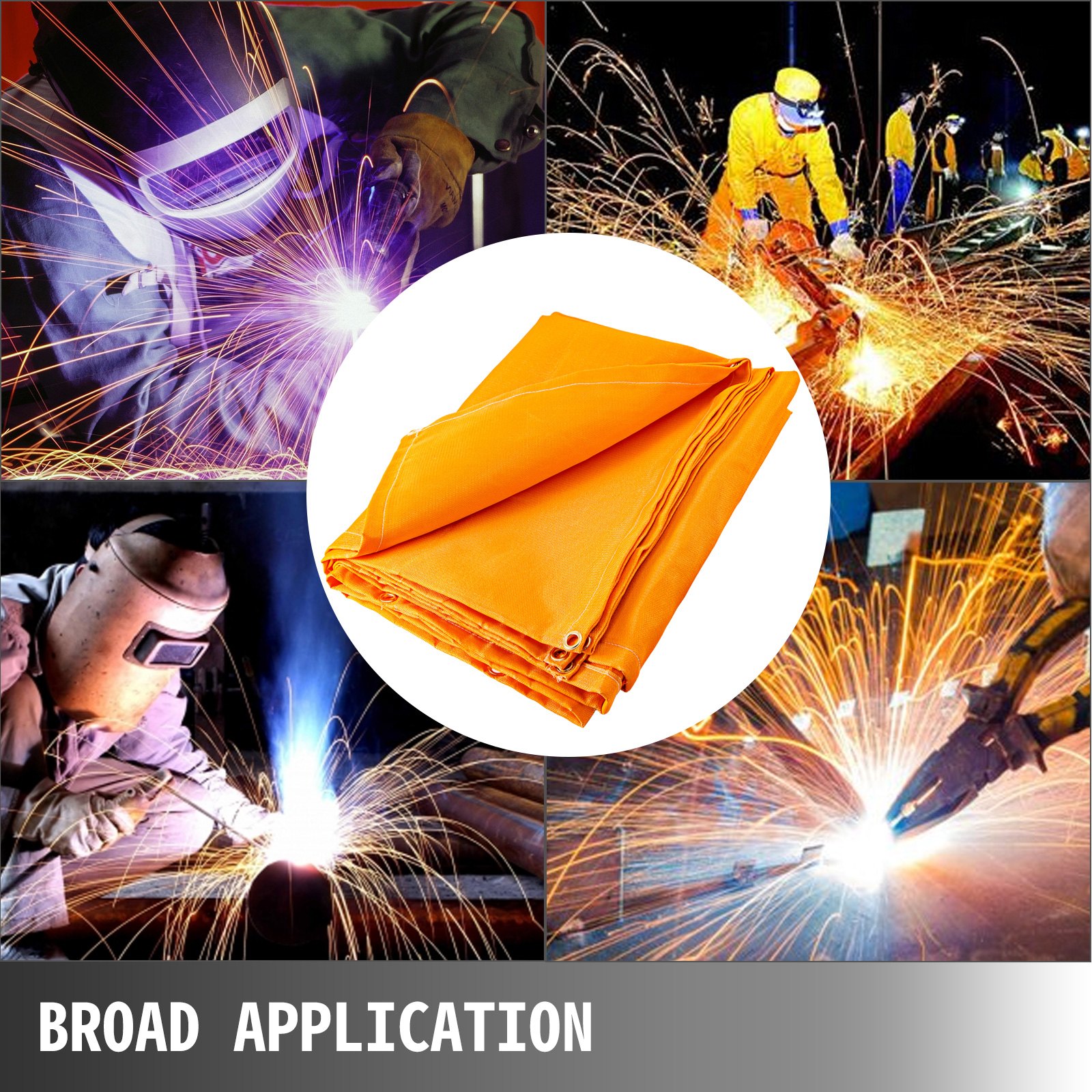 VEVOR Manta para Soldar Manta de Protección de Soldadura 8 x 10 Ft Manta de Fibra de Vidrio 2.4 x 3.05m Manta Ignífuga Resistente Color Naranja