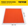 Alfombrilla para fogata VEVOR, 67&quot; x 60&quot;, con bordes de aluminio y superficie protectora naranja.