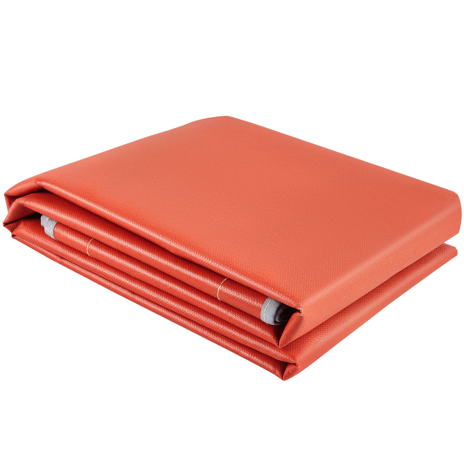 Alfombrilla para fogata VEVOR de color naranja doblada que muestra textura y grosor.