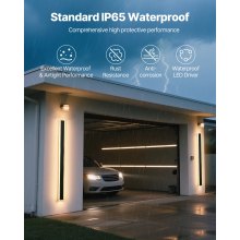 VEVOR Apliques de pared de Villa, 2 Piezas, Tira Larga de 120 x 8 x 5 cm, Apliques de Pared Modernos, Blanco Cálido de 3000 K, IP65 Resistente al Agua, Antioxidante, para Patio, Casa, Porche, Garaje