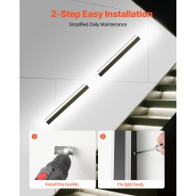 VEVOR Apliques de Pared de Exterior, 2 Piezas, Tira Larga de 600 x 80 x 50 mm, Apliques de Pared Modernos, Ajustable 2700 K-6000 K, IP65 Resistente al Agua, Antioxidante, para Patio, Casa, Porche
