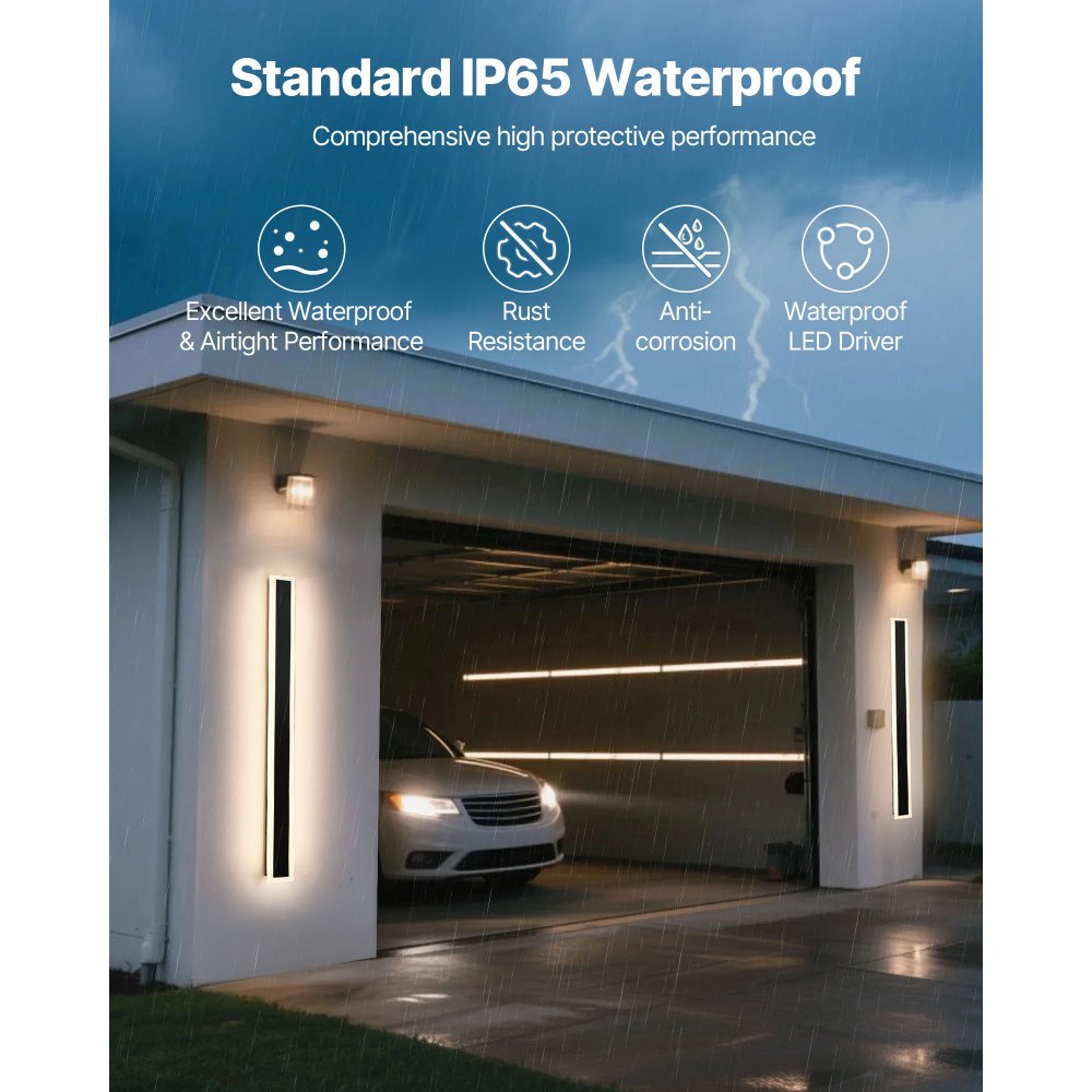 VEVOR Apliques de Pared de Exterior, 2 Piezas, Tira Larga de 1000 x 80 x 50 mm, Apliques de Pared Modernos, Ajustable 2700 K-6000 K, IP65 Resistente al Agua, Antioxidante, para Patio, Casa, Porche