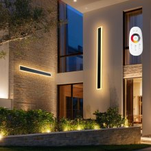 VEVOR Apliques de Pared de Exterior, 2 Piezas, Tira Larga de 1000 x 80 x 50 mm, Apliques de Pared Modernos, Ajustable 2700 K-6000 K, IP65 Resistente al Agua, Antioxidante, para Patio, Casa, Porche