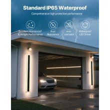 VEVOR Apliques de Pared de Exterior, 2 Piezas, Tira Larga de 1200 x 120 x 45 mm, Apliques de Pared Modernos, Ajustable 2700 K-6000 K, IP65 Resistente al Agua, Antioxidante, para Patio, Casa, Porche