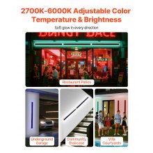 VEVOR Apliques de Pared de Exterior, 2 Piezas, Tira Larga de 100 x 8 x 5 cm, Apliques de Pared RGB Modernos, Ajustable 2700 K-6000 K, IP65 Resistente al Agua, Antioxidante, para Patio, Casa, Porche